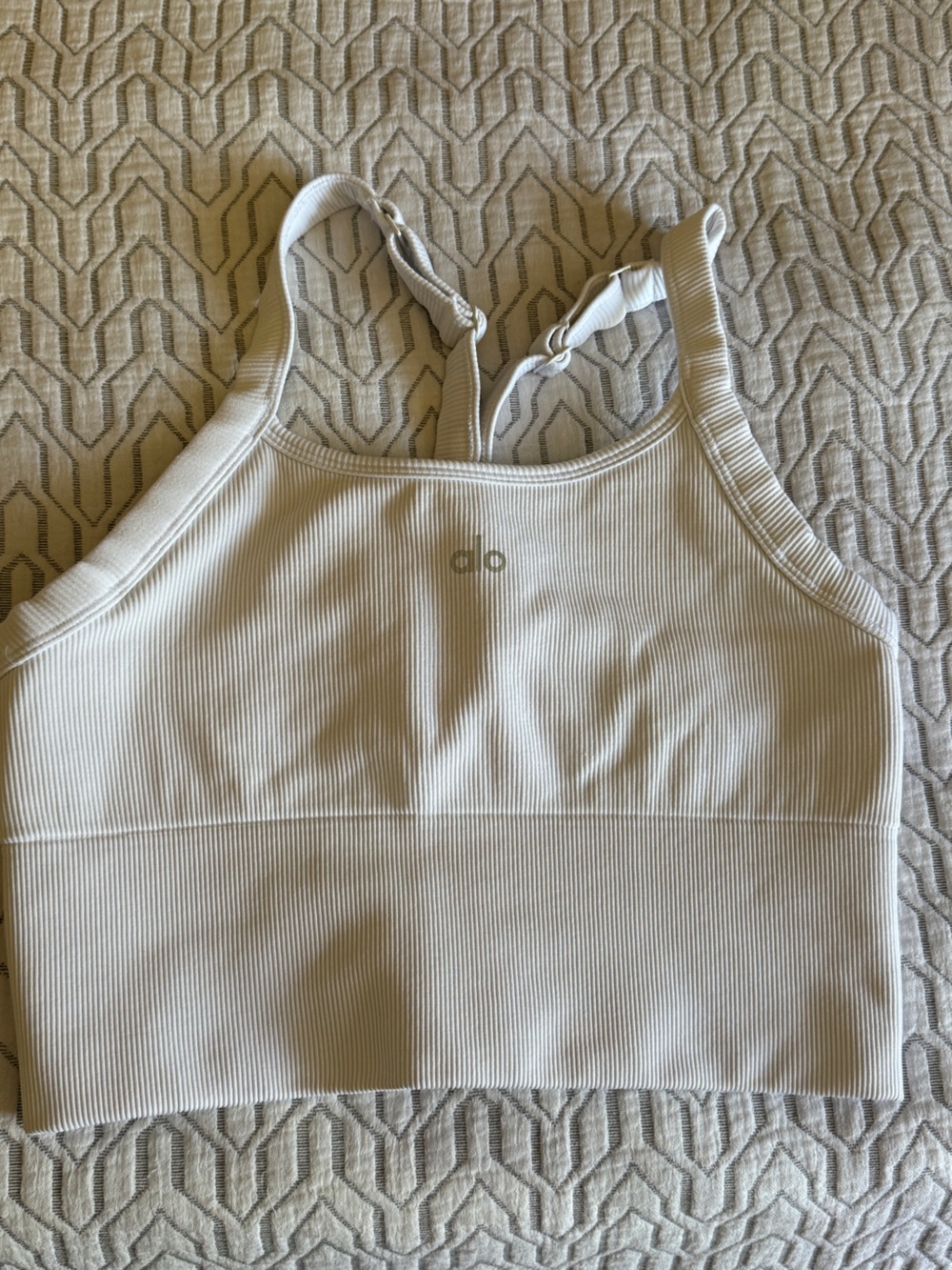 ALO Yoga Ribbed white Tank Bodysuit
